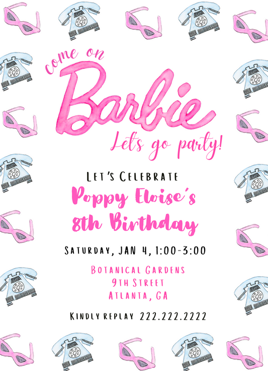 Barbie's Accessories Party Invitation